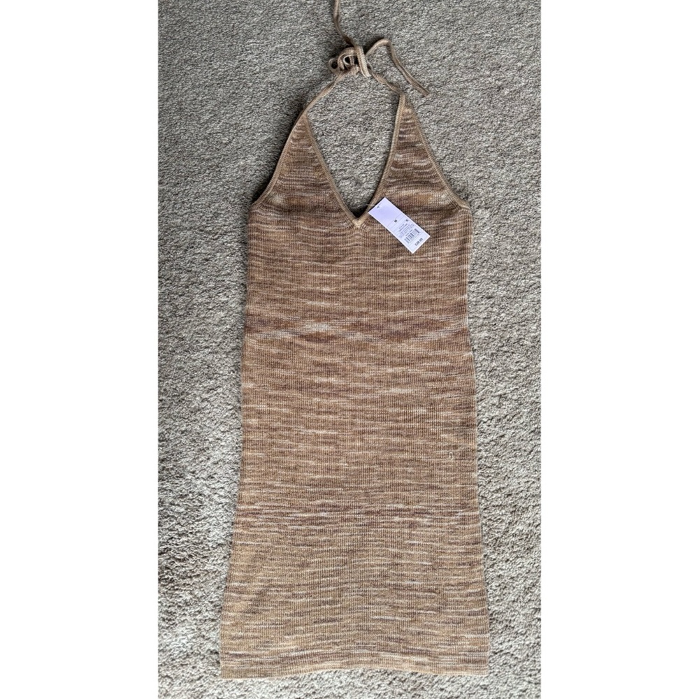 Tan Halter Knit Dress